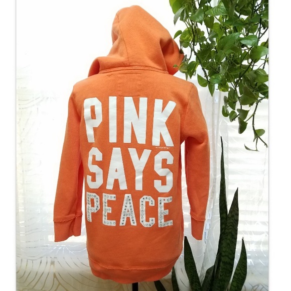 VS PINK Peace University Sweatshirt Hoodie Size M - Picture 2 of 5